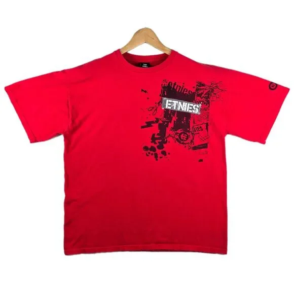 Vintage Etnies Skateboard Shirt Men’s XL Red Crew Neck Y2K Surf Skater Grunge - Picture 1 of 12